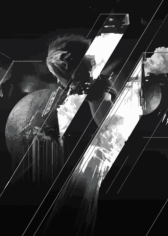 Monochrome Abstract Character and Planet Art