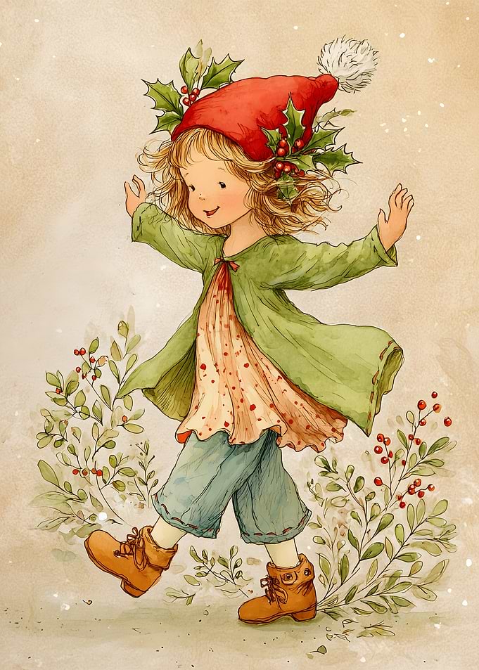 Festive Girl in Winter Wonderland