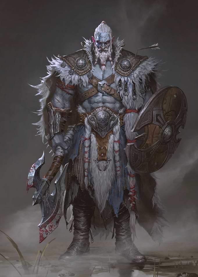 Fantasy Orc Warrior with Axe and Shield