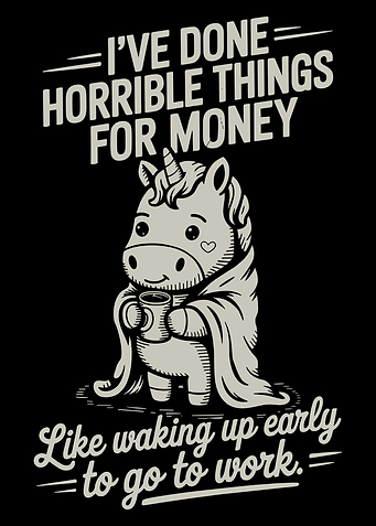 Funny Unicorn Poster, Lazy Work Humor Wall Art, Cute Cartoon Coffee Gift Print