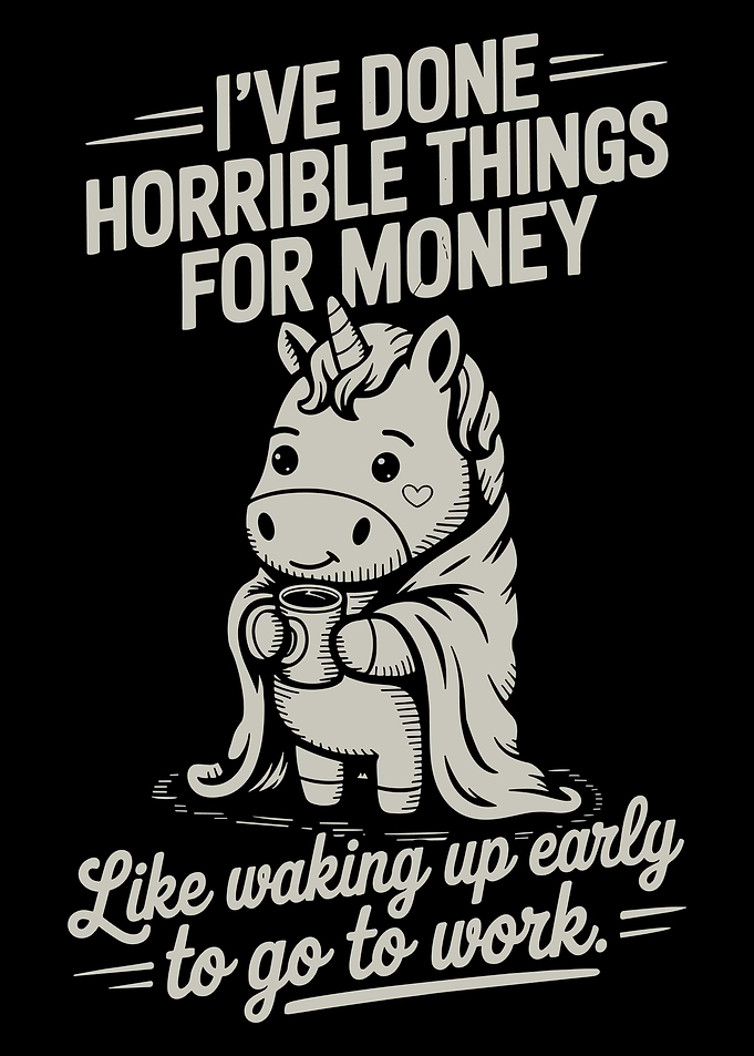 Funny Unicorn Poster, Lazy Work Humor Wall Art, Cute Cartoon Coffee Gift Print