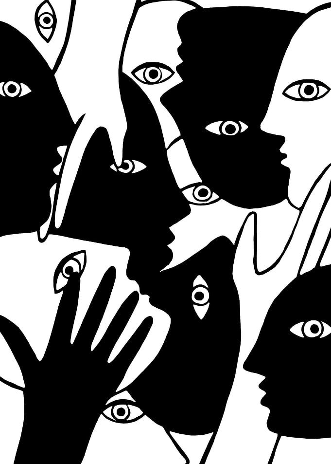 Black and White Faces with Eyes