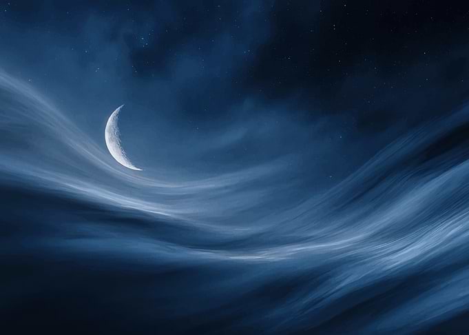 Crescent Moon in a Cloudy Sky