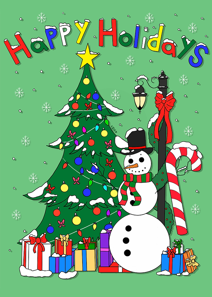 Happy Holidays Christmas Scene