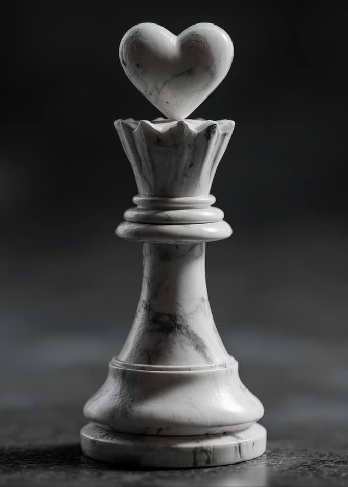 Marble Chess Queen with Heart