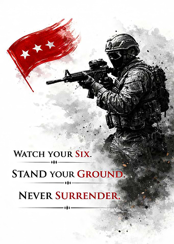 Military Soldier with Rifle and Flag
