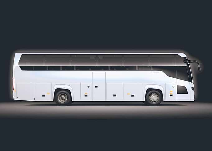 White Coach Bus Side View