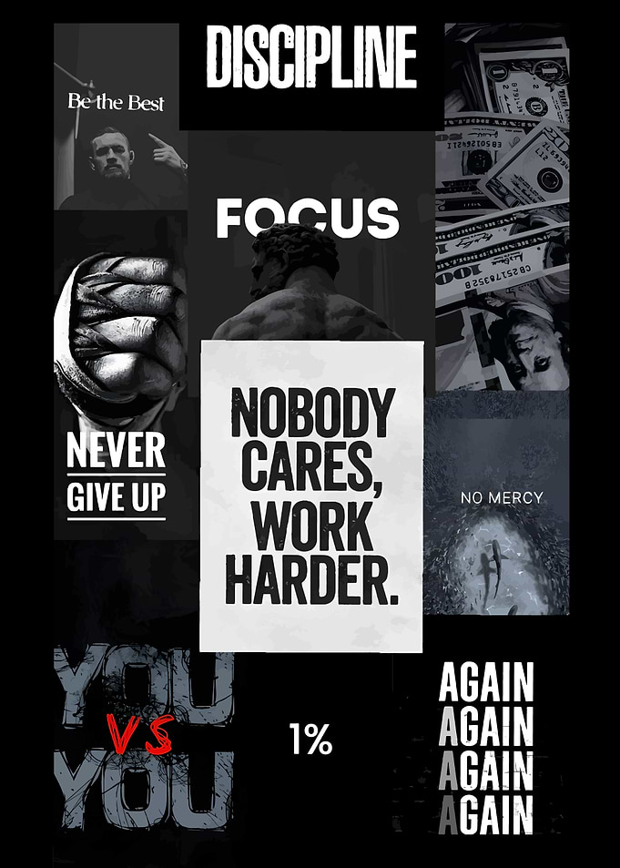 Motivational Collage: Discipline and Focus