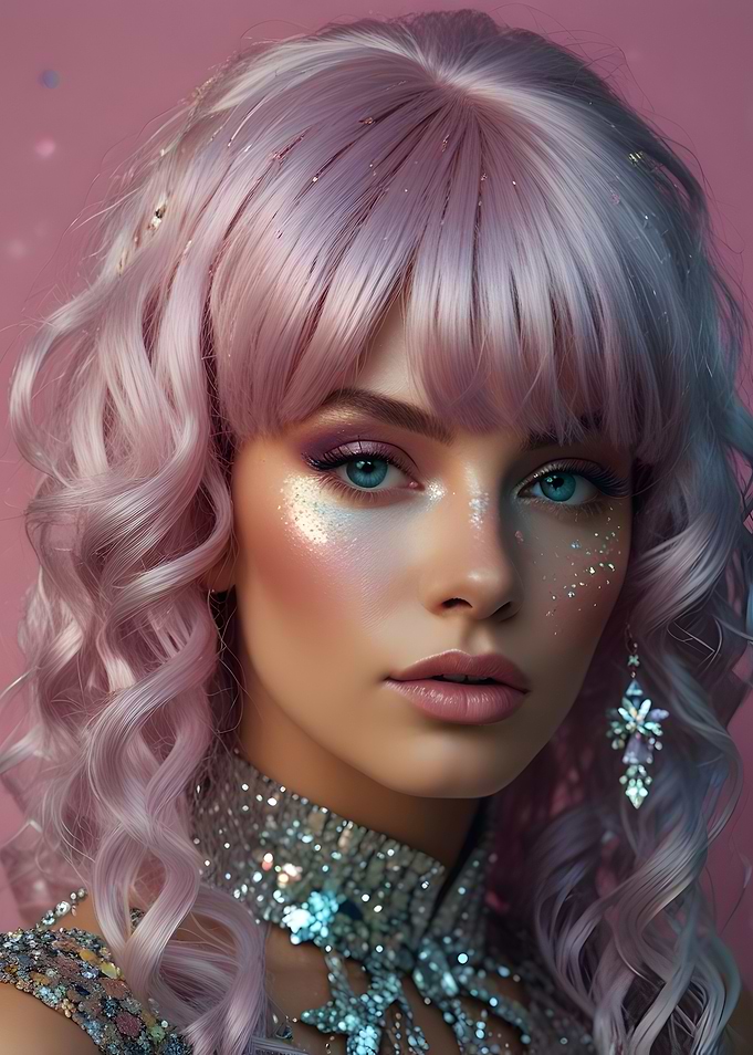 Glamorous Woman with Pink Hair
