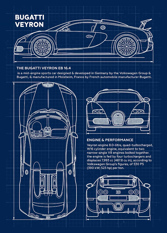 Car Bugatti Veyron Blueprint