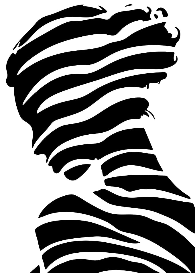Abstract Zebra Pattern Woman Portrait