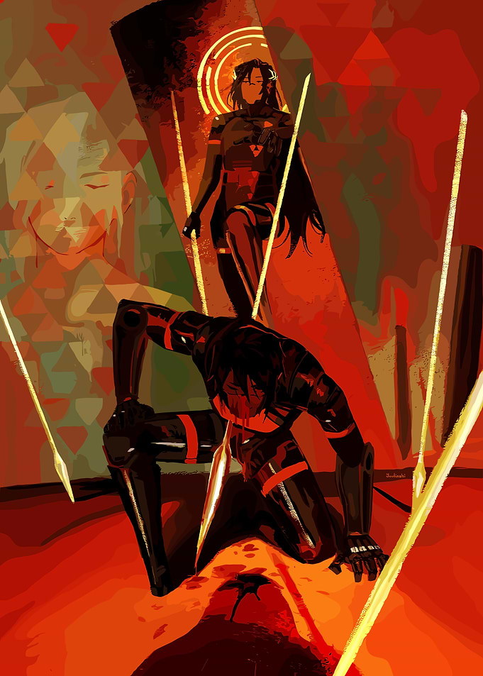 Dark Fantasy: Warrior and Fallen Figure