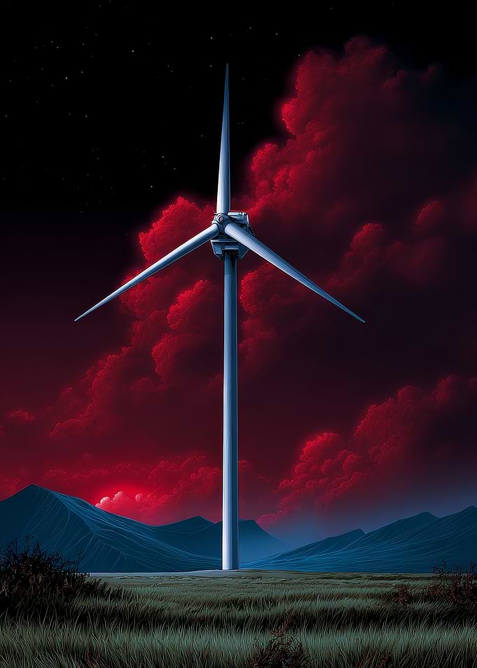 Wind Turbine at Night