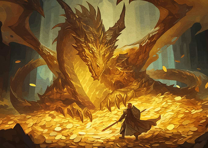 Dragon and Knight on Gold Coins