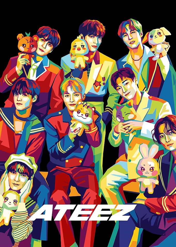 ATEEZ colorful pop art poster