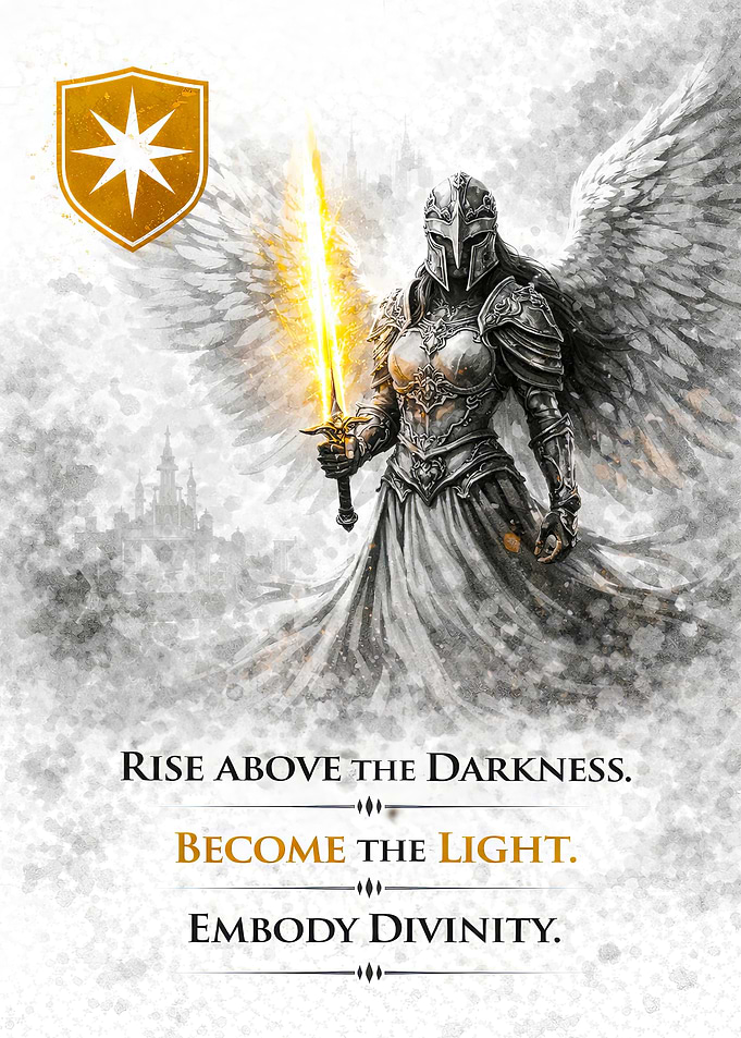 Winged Warrior with Glowing Sword