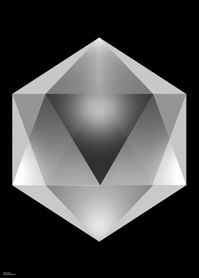 Icosahedron Geometric Shape on Black Background