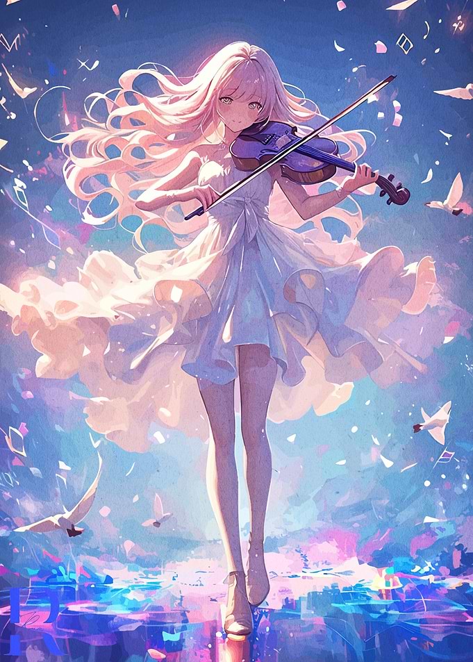Anime Girl Playing Violin