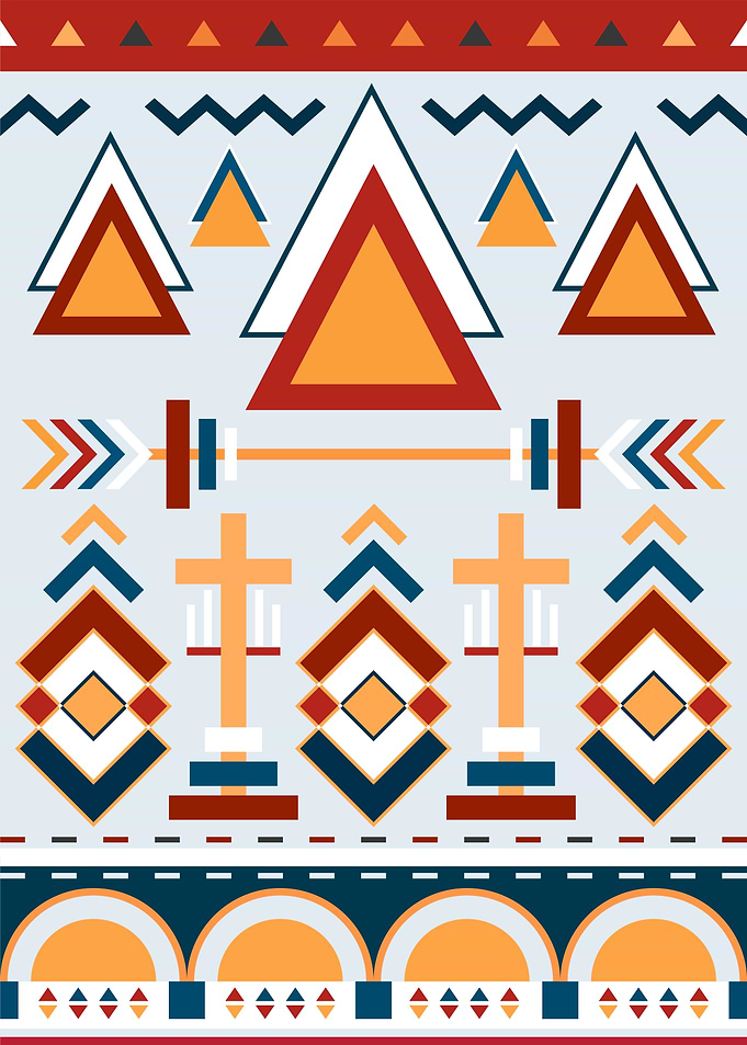 Geometric Pattern with Tribal Elements