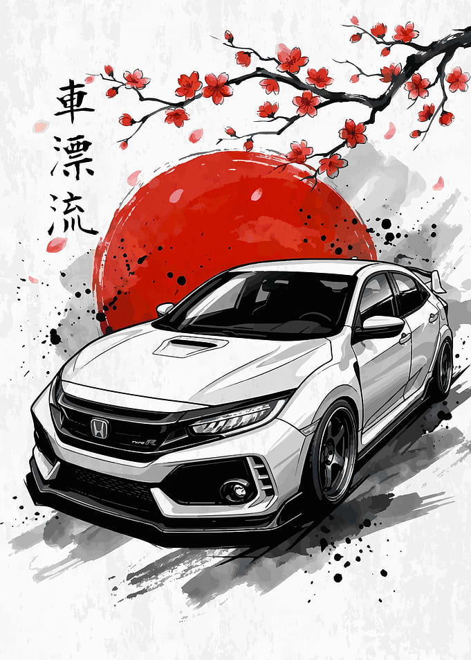 Car Honda Civic Type R Japanese Art