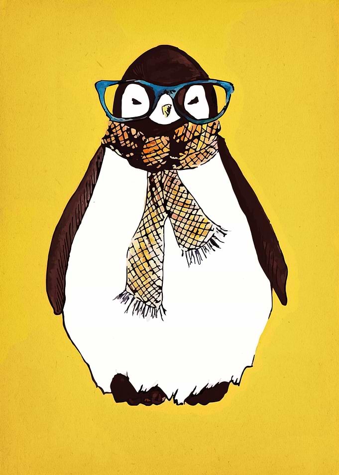 Penguin with Glasses and Scarf