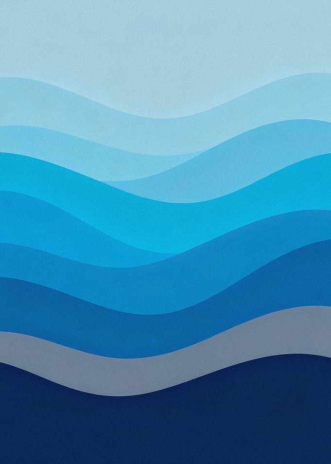 Minimalist Blue Gradient Abstract Waves - Deep Sea Layers