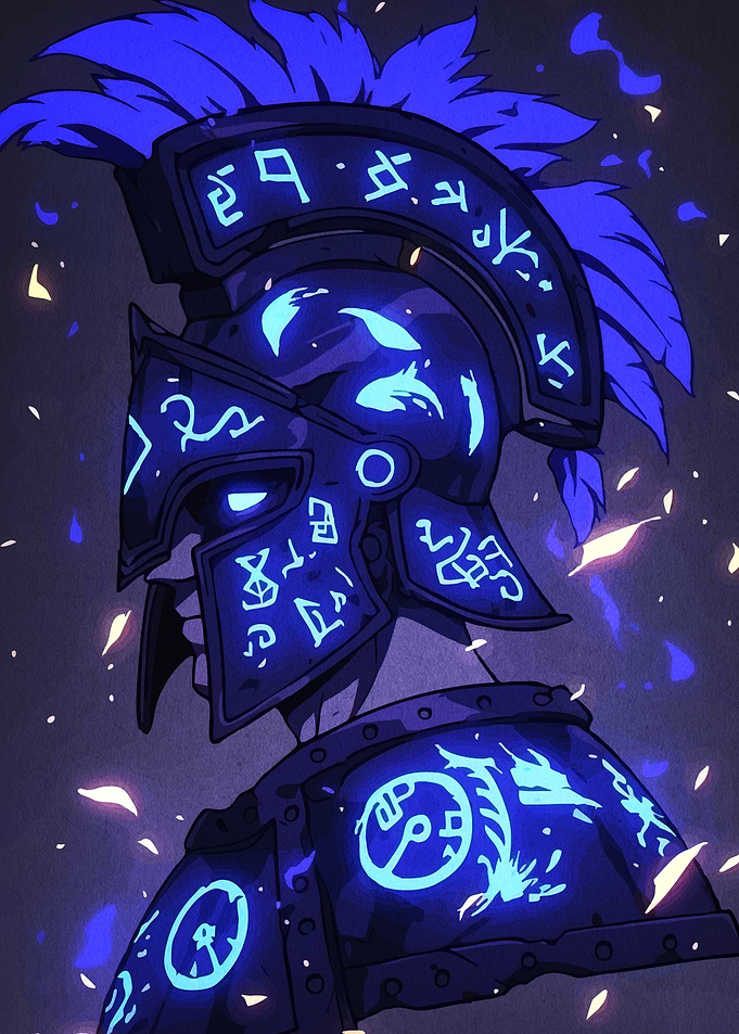 Blue Glowing Warrior Runes