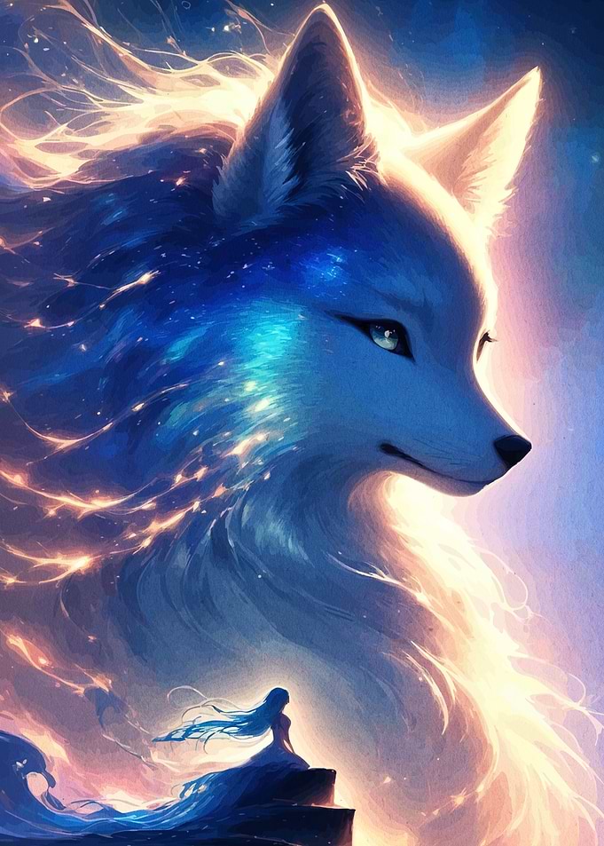 Celestial Fox and Solitary Figure