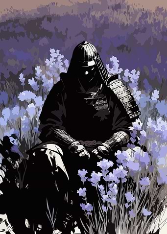 Samurai in Lavender Field