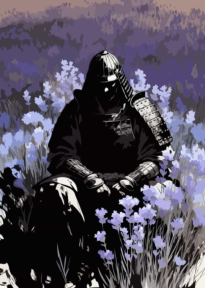 Samurai in Lavender Field