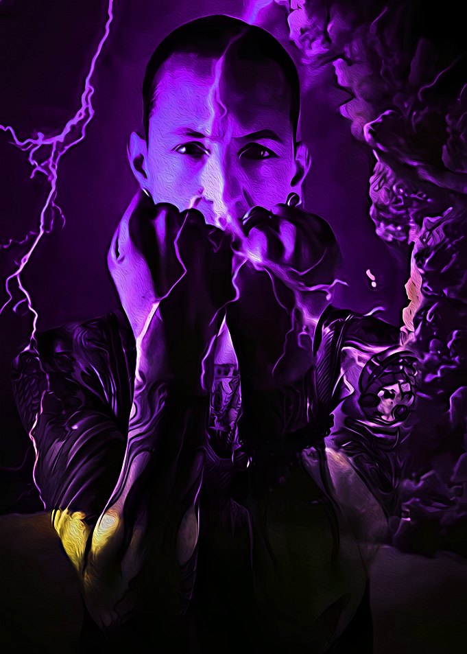 Chester Bennington with Purple Lightning