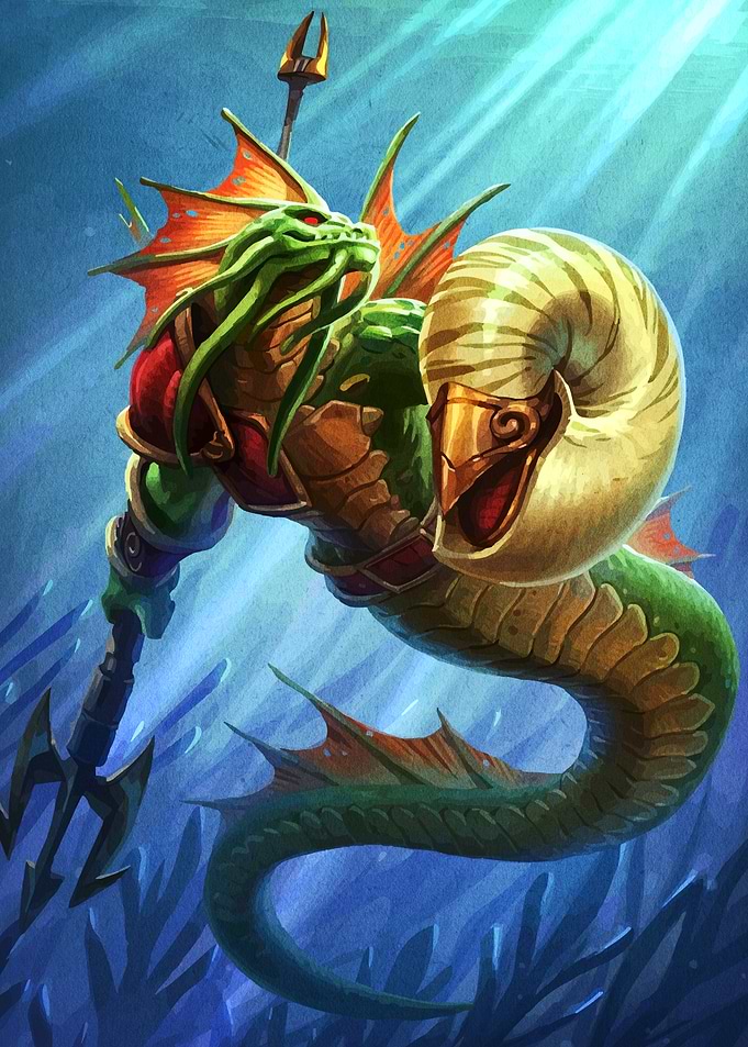 Nautilus-headed Sea Creature with Trident