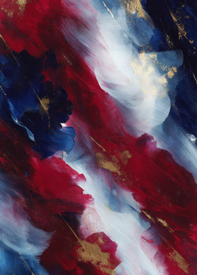 Abstract Red, White, and Blue Painting