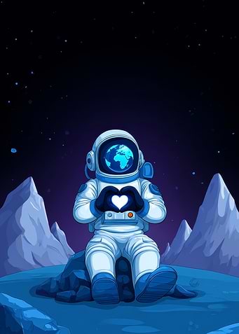 Astronaut with Earth in Helmet