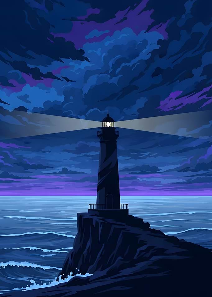 Lighthouse at Night calm artwork