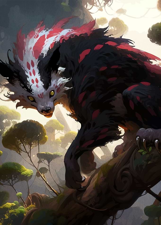 Fantasy Creature in Forest Canopy