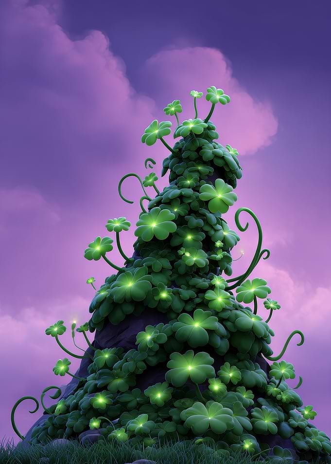 Clover-Covered Hill with Glowing Accents