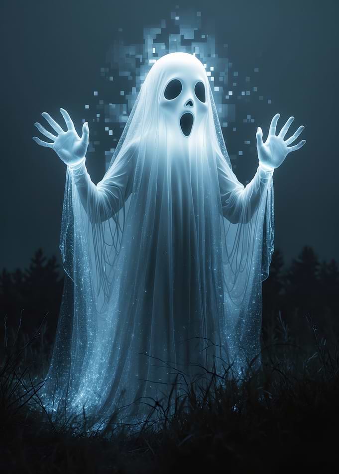 Ethereal Blue Ghost — Glowing Spectral Spirit Illustration