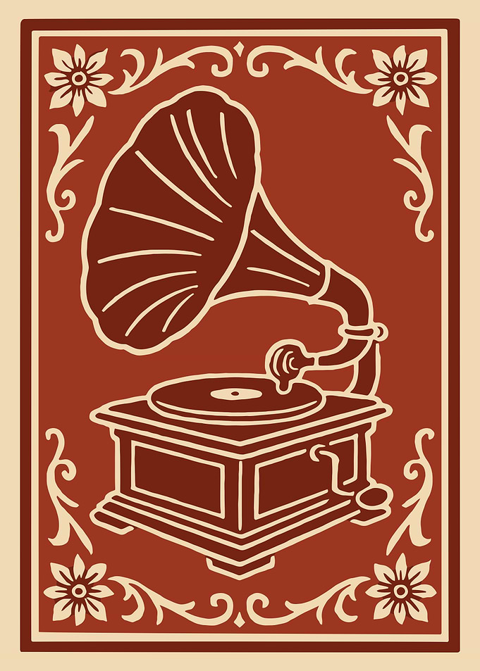 Vintage Gramophone Art Deco Illustration