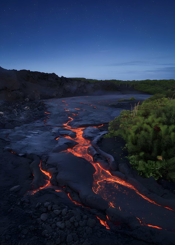 Lava Flow at Night