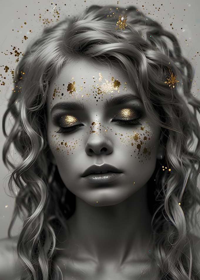 Woman with Golden Glitter