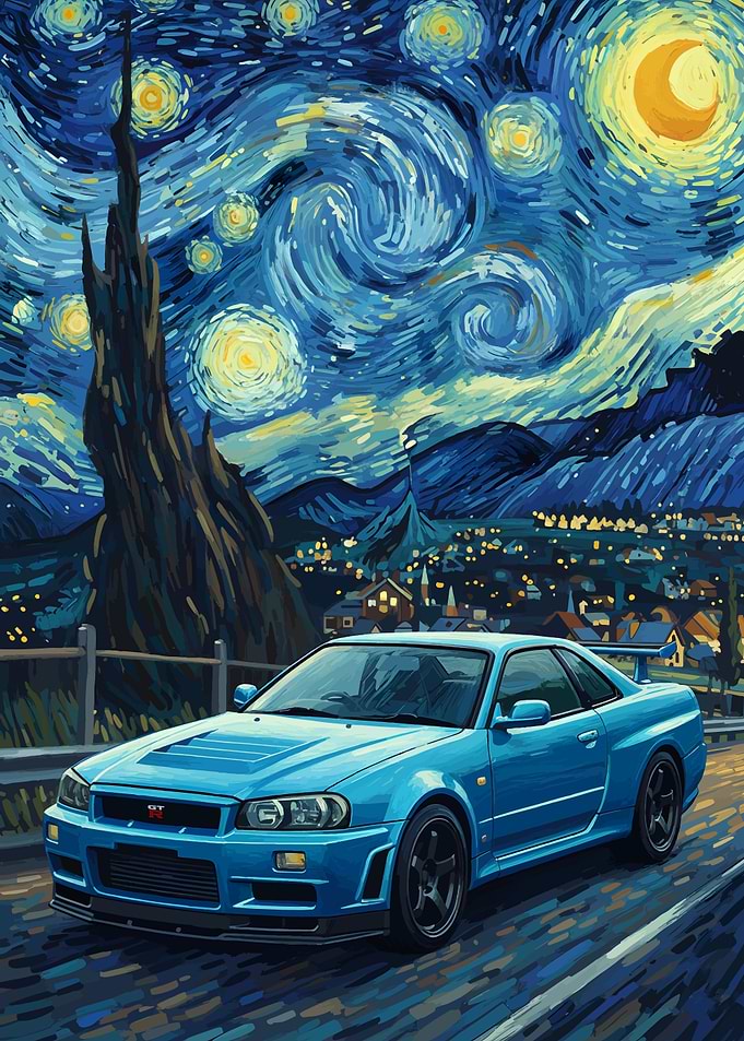 Nissan Skyline R34 Starry Night Painting