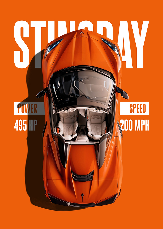 Orange Stingray Car Top View