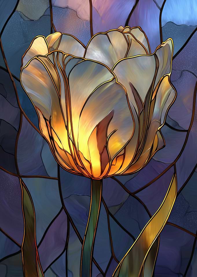Stained Glass Tulip Flower Art