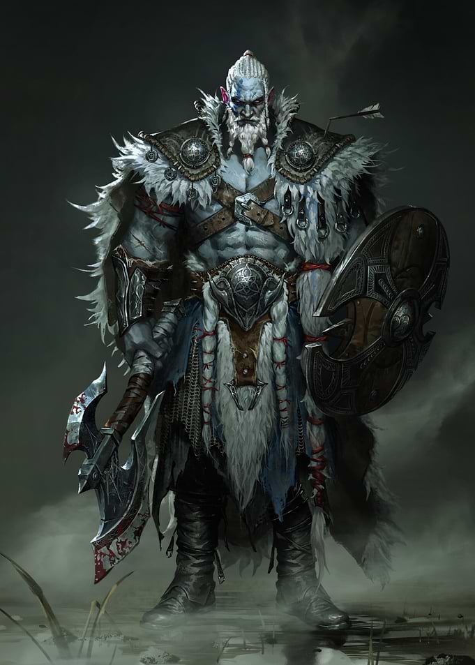 Fantasy Warrior with Axe and Shield
