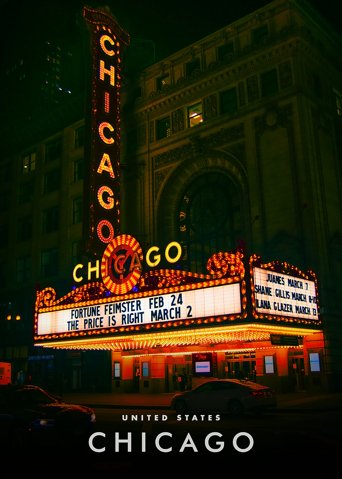 Chicago Theatre at Night