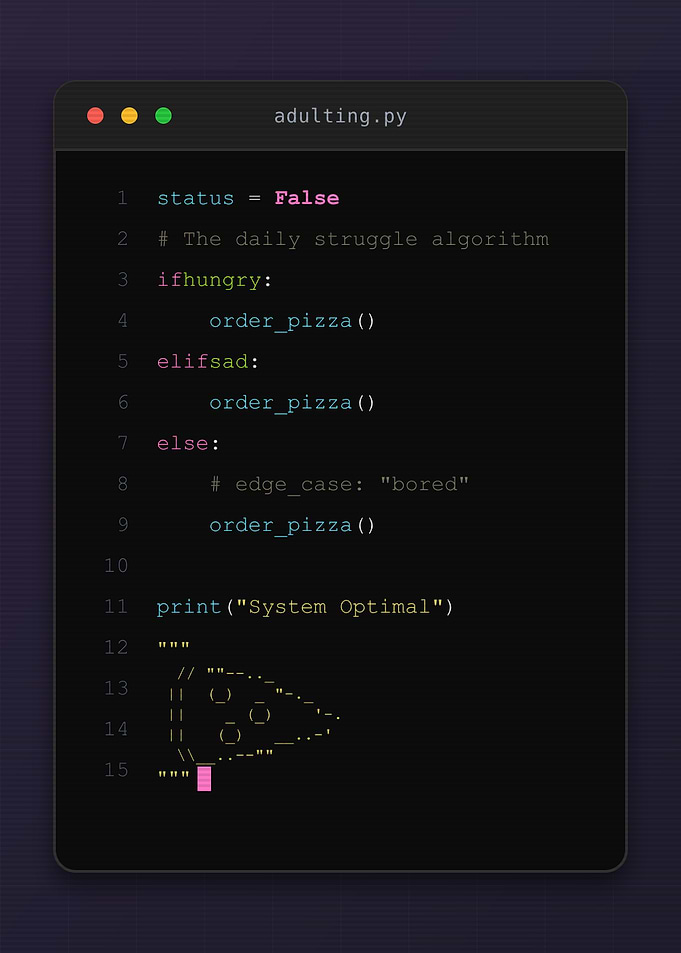 Adulting Python Code with Pizza
