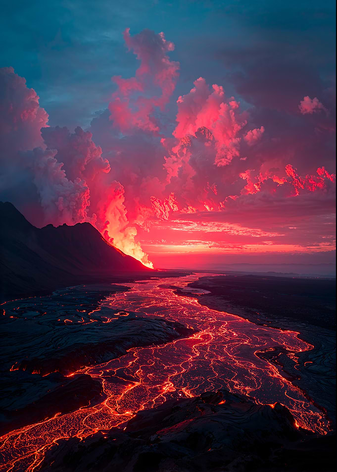 Volcanic Eruption at Sunset