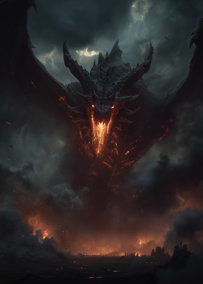 Epic Dragon of Fire and Shadow