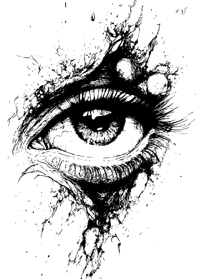 Detailed Eye Drawing in Black and White